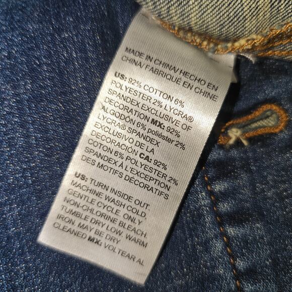 Chicos Denim Button Up Jean Jacket Statement Sleeves Size 2 Large - Picture 11 of 12